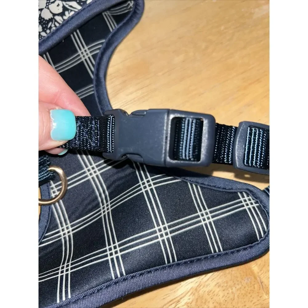 New Dog Puppy Harness Size Small Bond & Co Navy & White Floral or Plaid